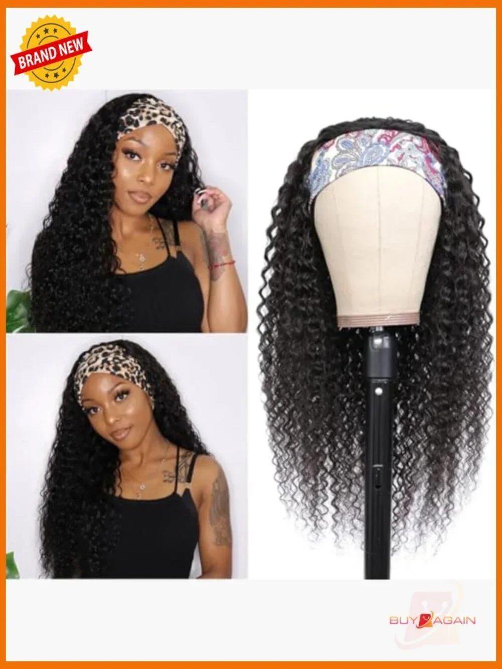 Deep Wave Headband Wig Human Hair 20 Inch Glueless Wear Go 150% Density